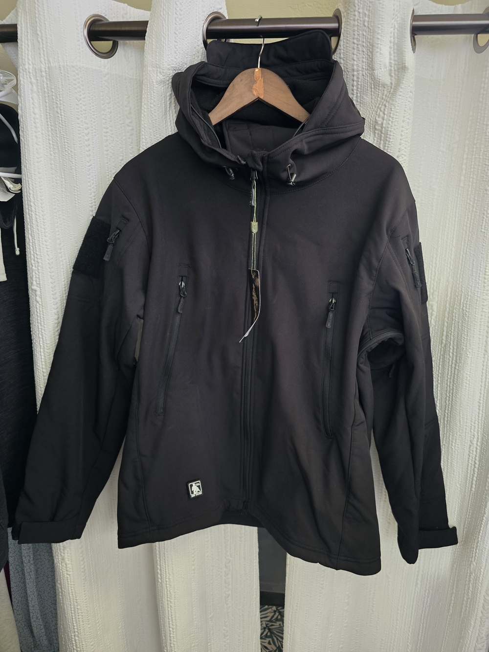 Men's Black Hooded Performance Jacket - Technical Softshell